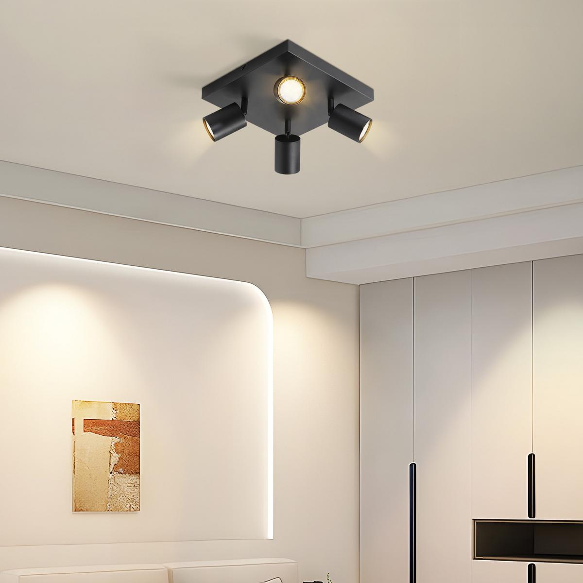 DECKENSTRAHLER Harold 4-flammig 25/25/14 cm - Schwarz, Metall (25/25/14cm) - Nettlife