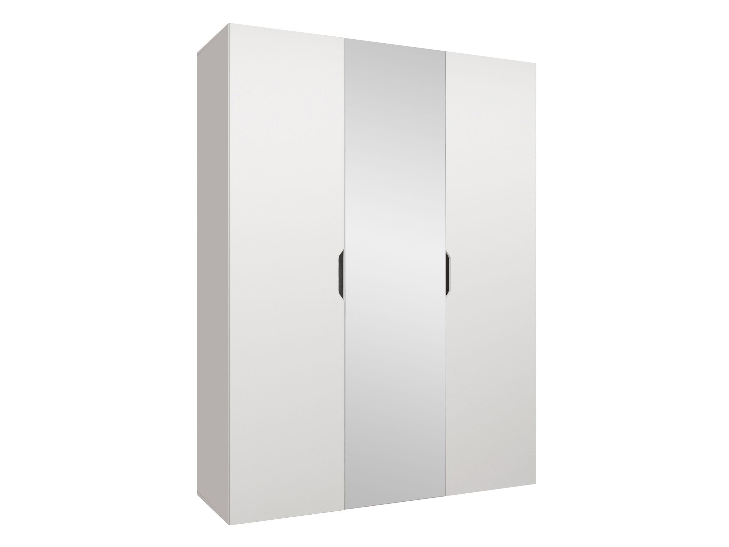 DREHTÜRENSCHRANK Malaga 150 mit Frontspiegel - Weiß, Holzwerkstoff (150/202/52cm) - MIRJAN24