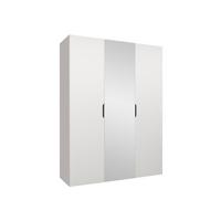 DREHTÜRENSCHRANK Malaga 150 mit Frontspiegel - Weiß, Holzwerkstoff (150/202/52cm) - MIRJAN24