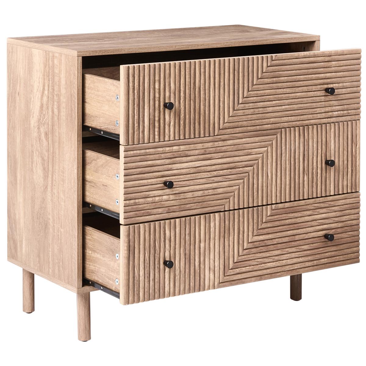 KOMMODE mit 3 Schubladen Hellbraun Ronge - Hellbraun, Holzwerkstoff (80/77/40cm) - Beliani