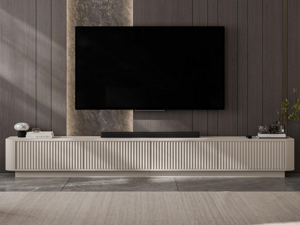 TV-LOWBOARD 2er-Set Aurora Kaschmir matt 280 cm mit Sockel - Kaschmir, Holzwerkstoff (280/37/35cm) - Meble Lindner