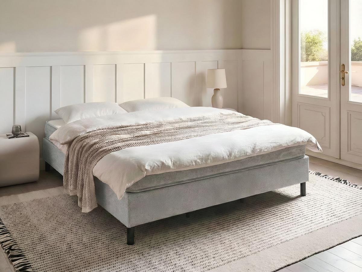 BOXSPRINGBETT ohne Kopfteil 180/200 cm Stoff Hellgrau Countess - Hellgrau, Textil (180/200cm) - Beliani