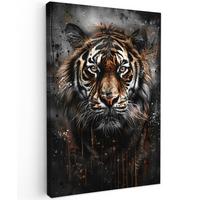 LEINWANDBILD Tiger - Tiere - Porträt - Luxus - Schwarz Deko Wohnzimmer 20x30 cm - Anthrazit, Textil (20/30cm) - MuchoWow