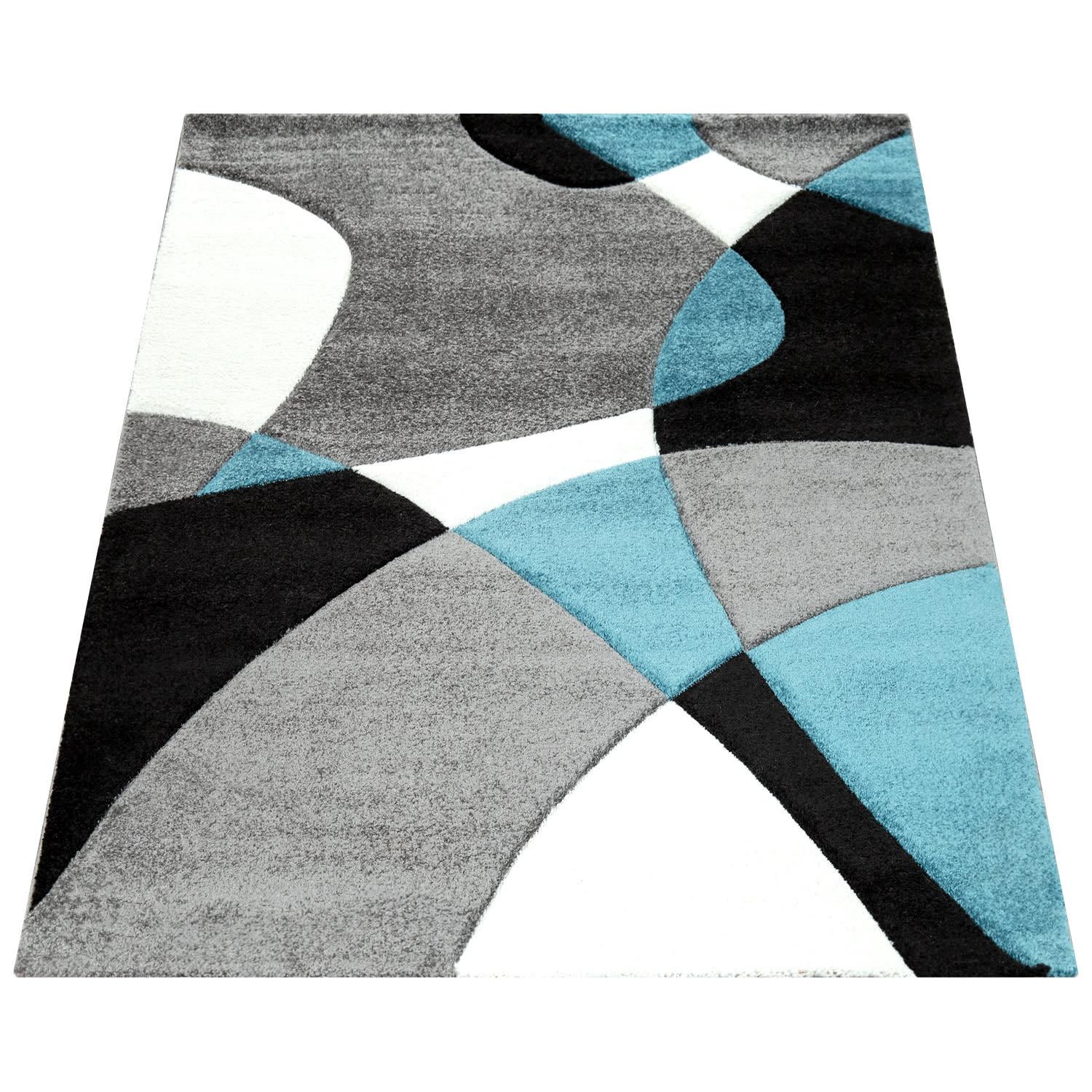KURZFLORTEPPICH, abstrakt, aus Polypropylen, Florhöhe 12 mm, Türkis, 80 x 150 cm - Blau, Textil (150/80cm) - KADIMA DESIGN