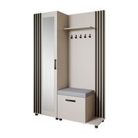 GARDEROBENSCHRANK Livia mit Aufhängern und Spiegel, Kaschmir, Schwarz, rechts - Kaschmir/Schwarz, Holzwerkstoff (137/207/42cm) - Beautysofa
