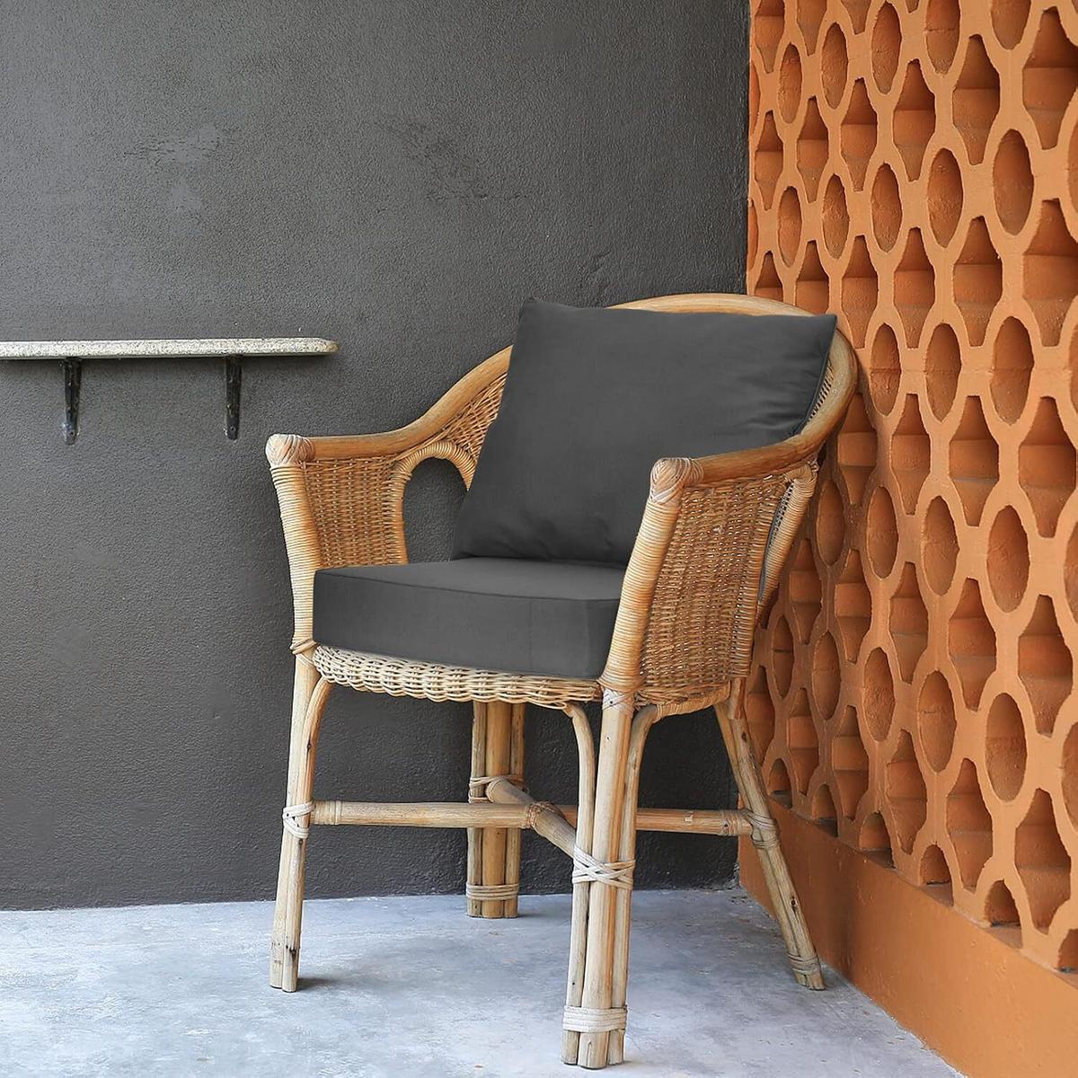 GARTENMOBELSITZKISSEN mit Sitzkissen und Rückenkissen Grau - Grau, Textil (60/55/60cm) - COSTWAY