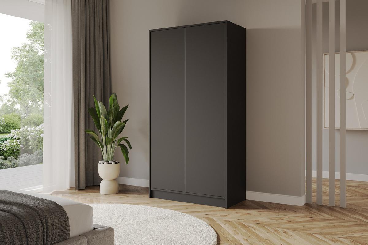KLEIDERSCHRANK - GALA - 102 - Schwarz - Schwarz, Holzwerkstoff (102/200/51cm) - ALTDECOR