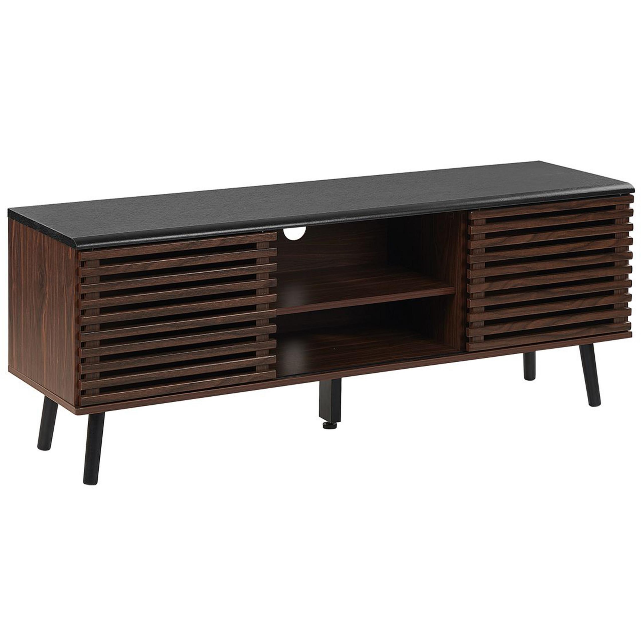 TV-MÖBEL Dunkelbraun, Schwarz PERTH 40/140/54 cm - Dunkelbraun, Holzwerkstoff (140/54/40cm) - Beliani