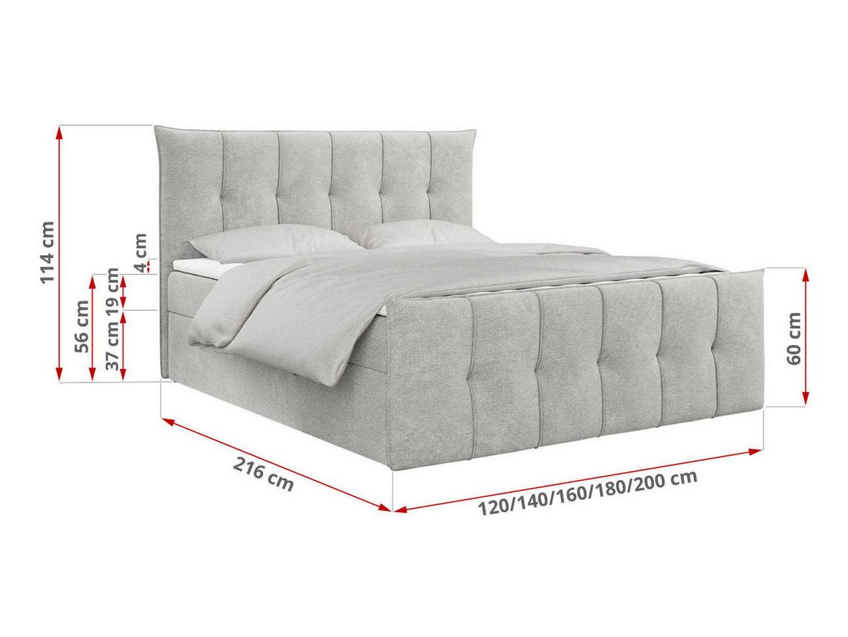 BOXBETT PREMIUM 11 140/200 Hellgrau Struktur - H3 - Hellgrau, Holz/Textil (140/200cm) - MKS