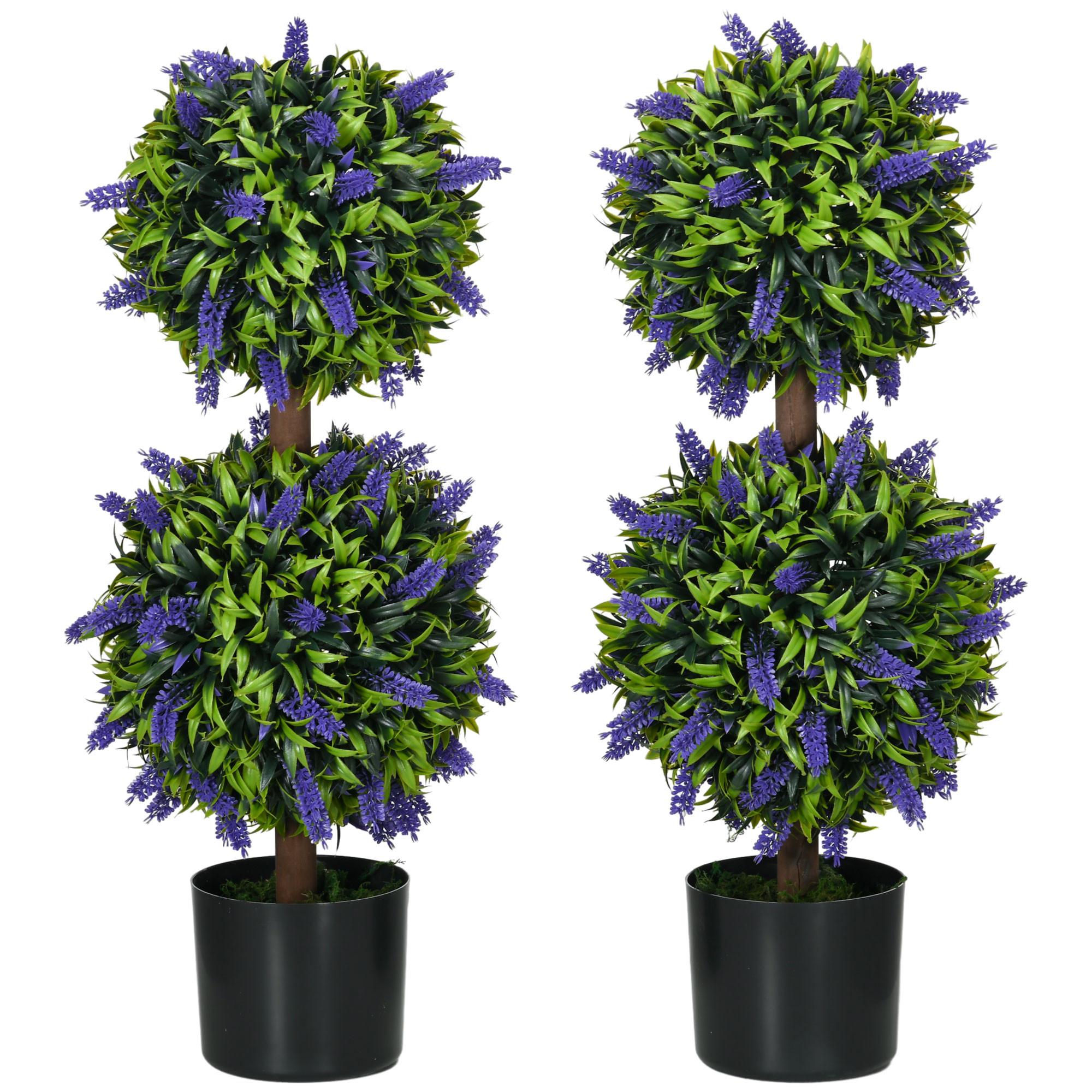 KÜNSTLICHE Pflanzen 2er-Set, 70 cm UV-beständige Kunstpflanze im Blumentopf - Grün, Kunststoff (70cm) - HOMCOM