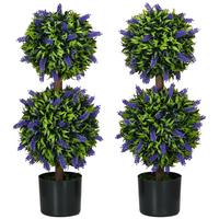 KÜNSTLICHE Pflanzen 2er-Set, 70 cm UV-beständige Kunstpflanze im Blumentopf - Grün, Kunststoff (70cm) - HOMCOM