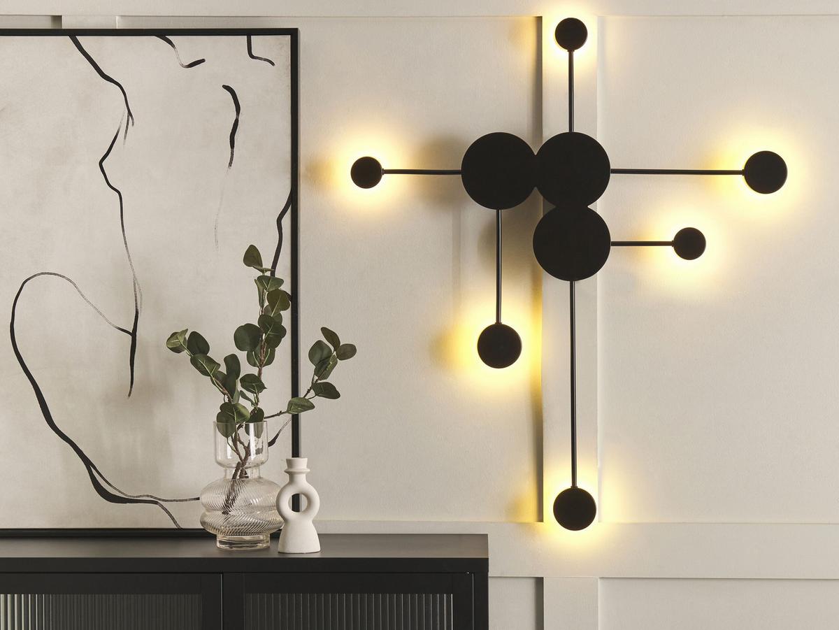 WANDLEUCHTE Mariato 10/78/90 cm - Schwarz, Metall (78/90/10cm) - Beliani