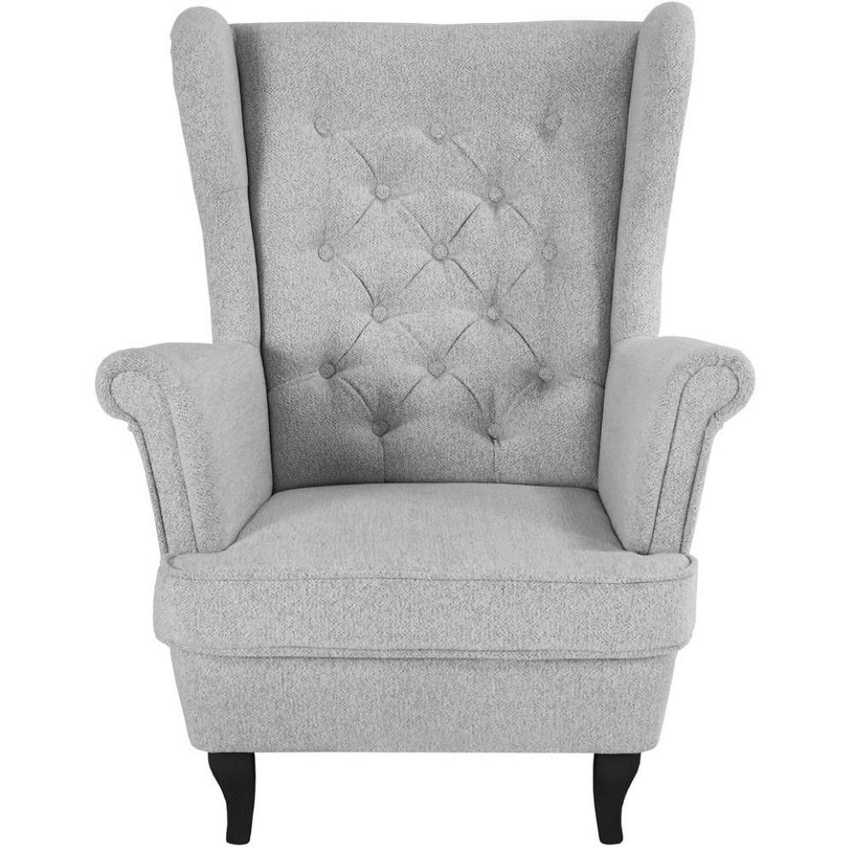 CHESTERFIELD-SESSEL Falco hellgrau mit Wenge Holzbeinen - Silberfarben, Holz/Textil (82/102/92cm) - Beautysofa