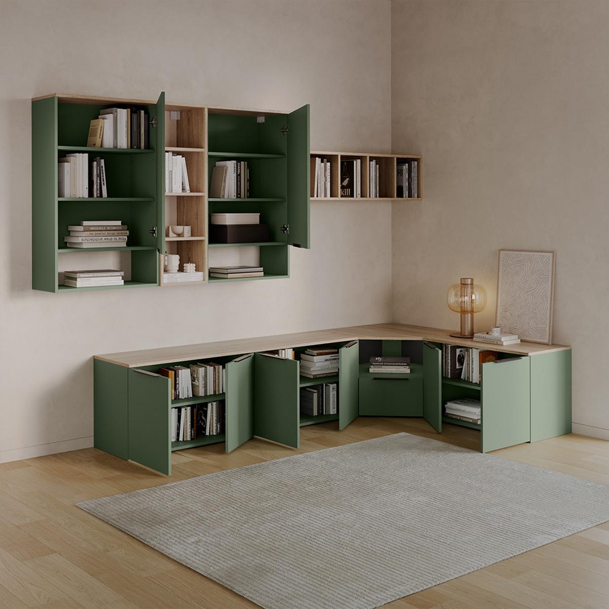 WOHNWAND Piave Grün 3 Teile - Grün, Holzwerkstoff (68/50/68cm) - Livinity®