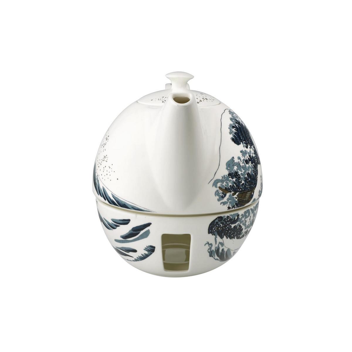 TEEKANNE MIT STÖVCHEN Katsushika Hokusai - Die große Welle bunt 1,2 l - Multicolor, Keramik (1.2L) - Goebel