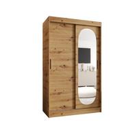 SCHIEBETÜRENSCHRANK mit Spiegel ROYAL 200/120/62 2-türig - Silberfarben/Eiche Artisan, Holz (120/62/120cm) - MÖBEL KRYSPOL