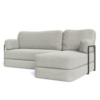 ECKSOFA SABI modulares Boneless Sofa mit Schlaffunktion Hellgrau Boucle-Stoff - Hellgrau, Textil (200/120cm) - MASSENO