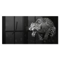 WANDUHR aus Glas 60x30 cm - Jaguar - Schwarz, Glas (60/30/0.4cm) - TULUP