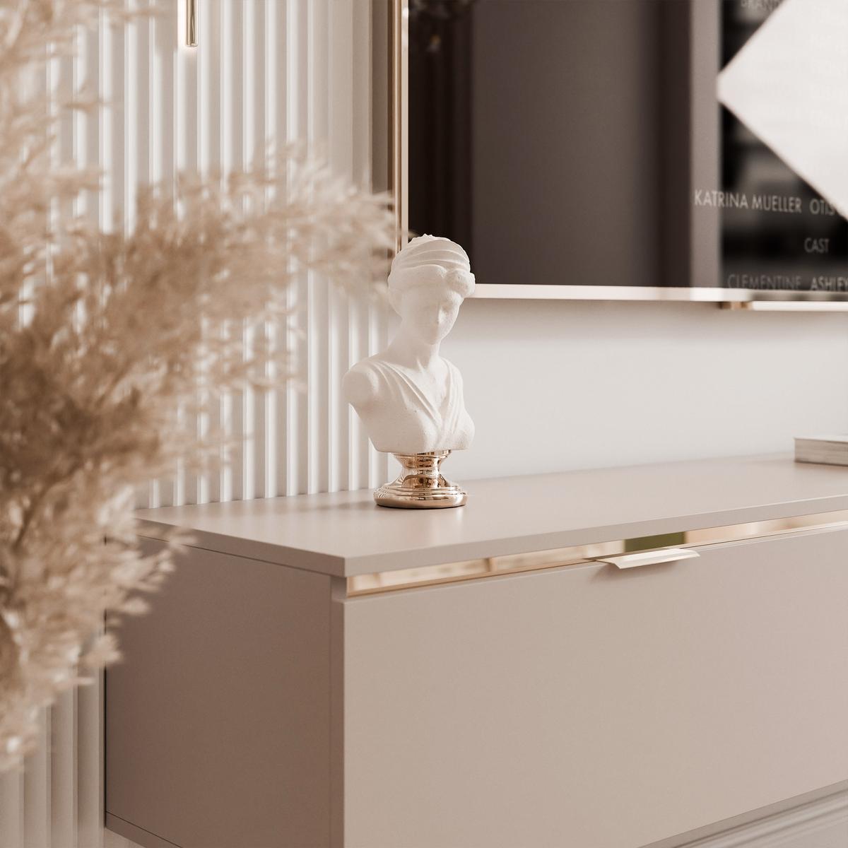 HÄNGENDER TV-Schrank SELIA 200 cm, Kaschmir mit goldener Zierleiste und Griffen, LED-Beleuchtung - Kaschmir, Holzwerkstoff (200/28.5/35cm) - Idohome