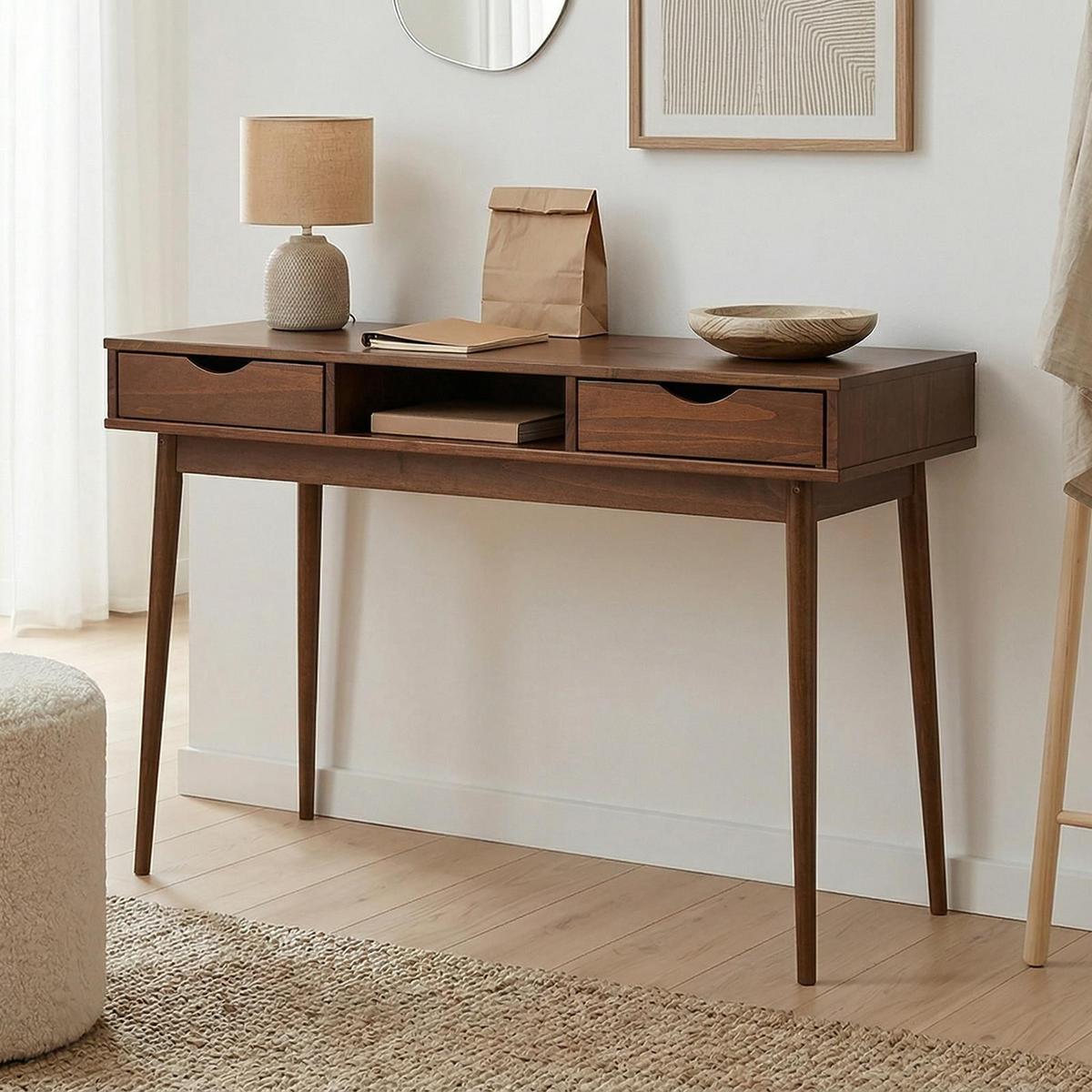 SCHREIBTISCH STEFANO - Kastanienfarben, Holz (50/110/75cm) - IDIMEX