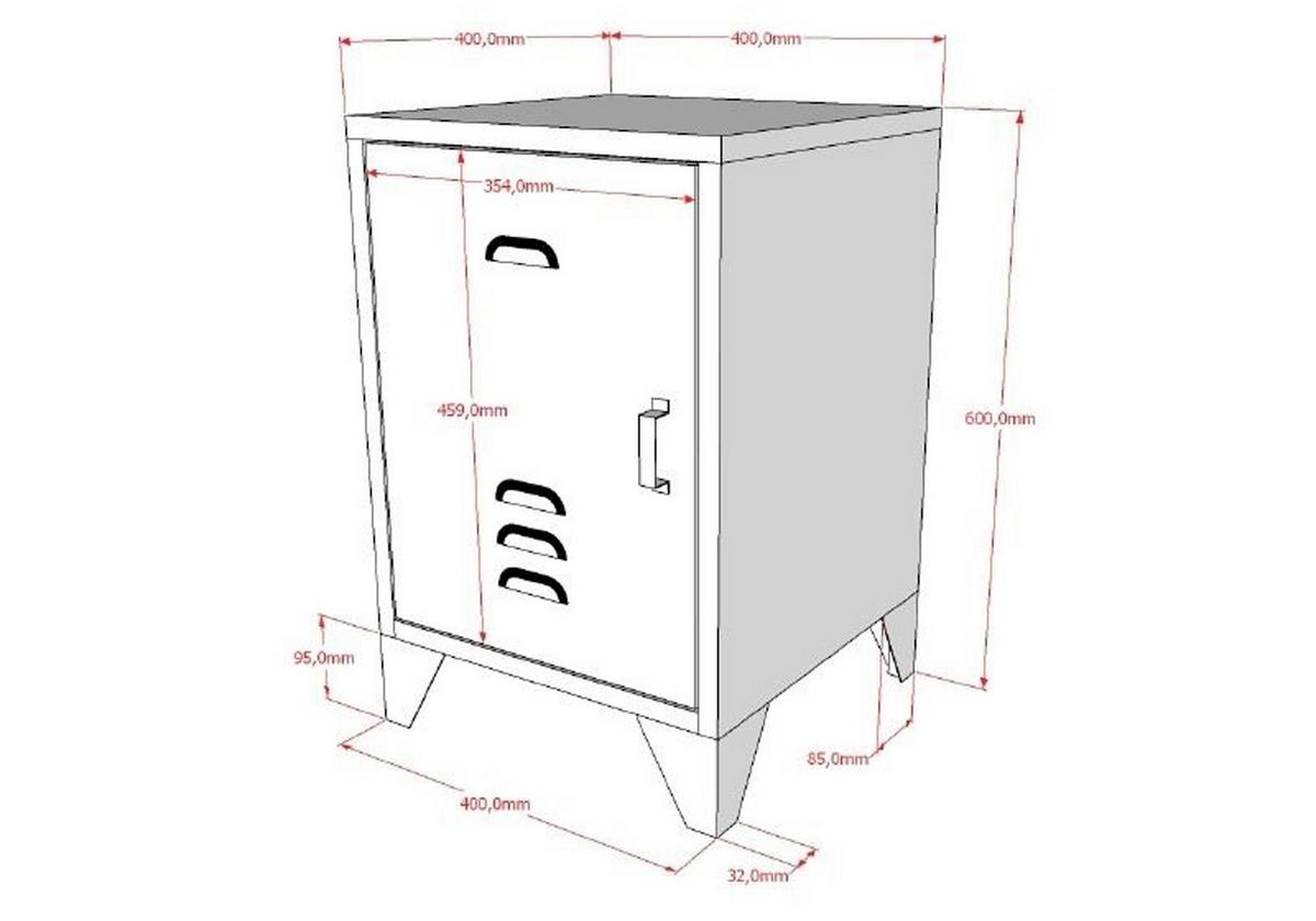 NACHTKOMMODE Kay 40x40x60 Industrial Design aus Metall Grau - Grau, Metall (40/60/40cm) - 58aufmkessel