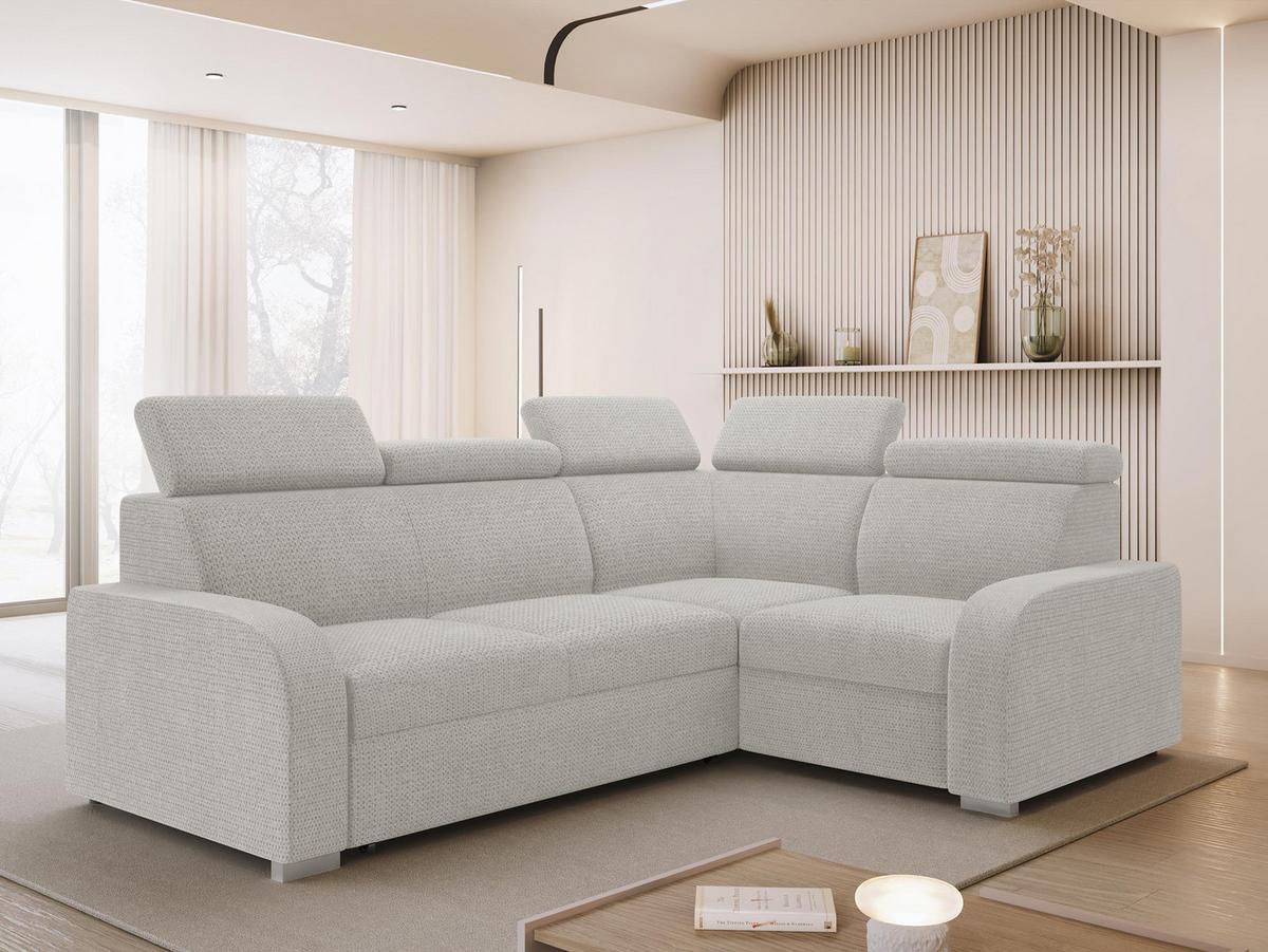 ECKSOFA Oslo 2rR1 80 - Silberfarben/Hellgrau, Holz/Kunststoff (250/200cm) - MIRJAN24