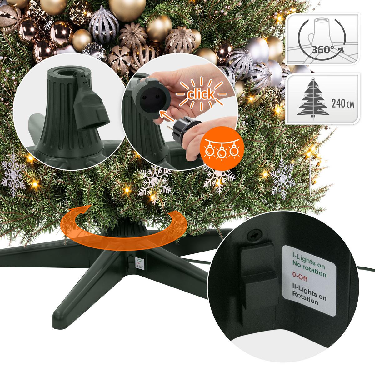 WEIHNACHTSBAUMSTÄNDER drehbar für Bäume bis 240 cm Höhe Elektrischer Christbaumständer Grün 65 cm - Grün, Kunststoff (65/21/65cm) - ECD-Germany
