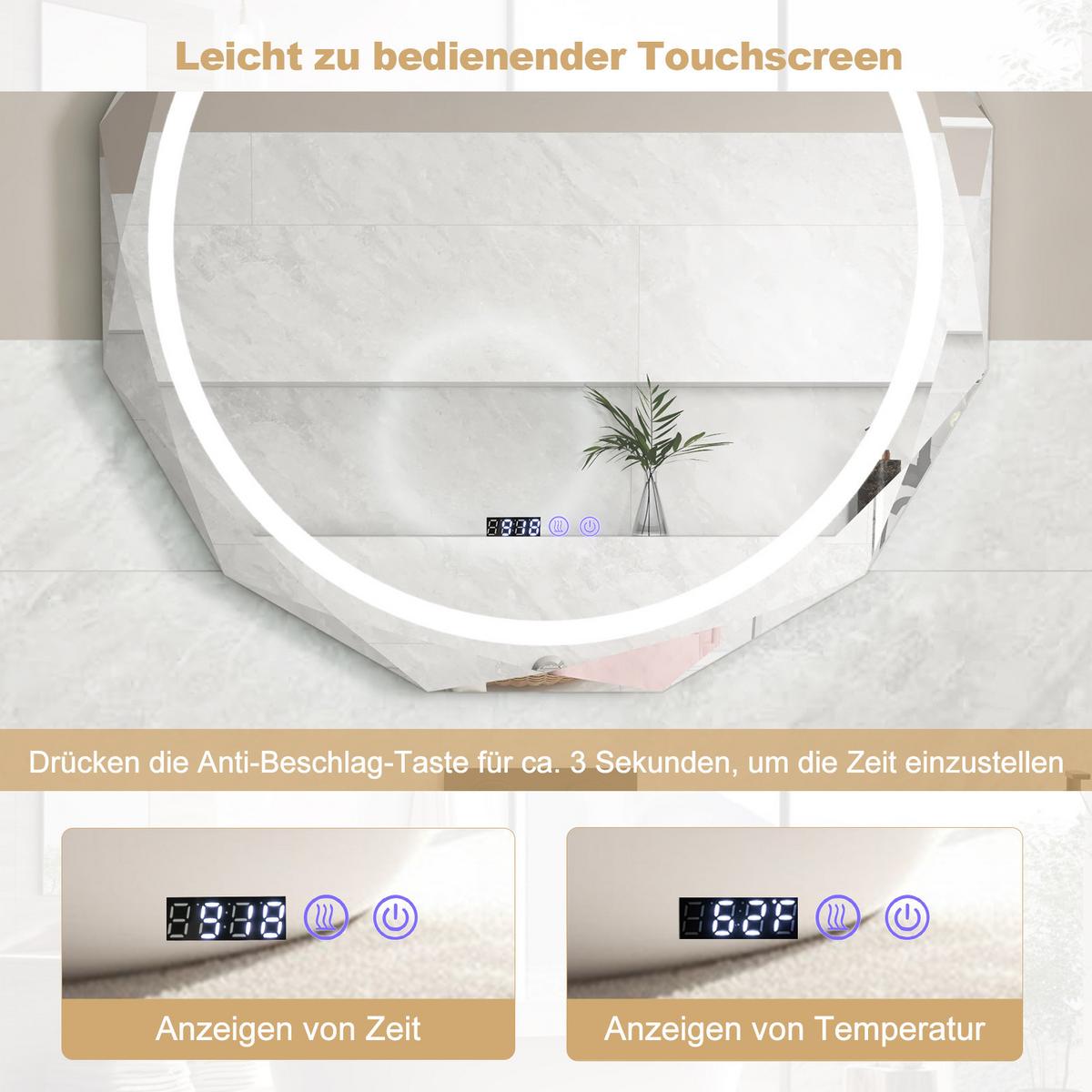 BADEZIMMERSPIEGEL Silber - Silberfarben, Glas (76/3.5/76cm) - COSTWAY