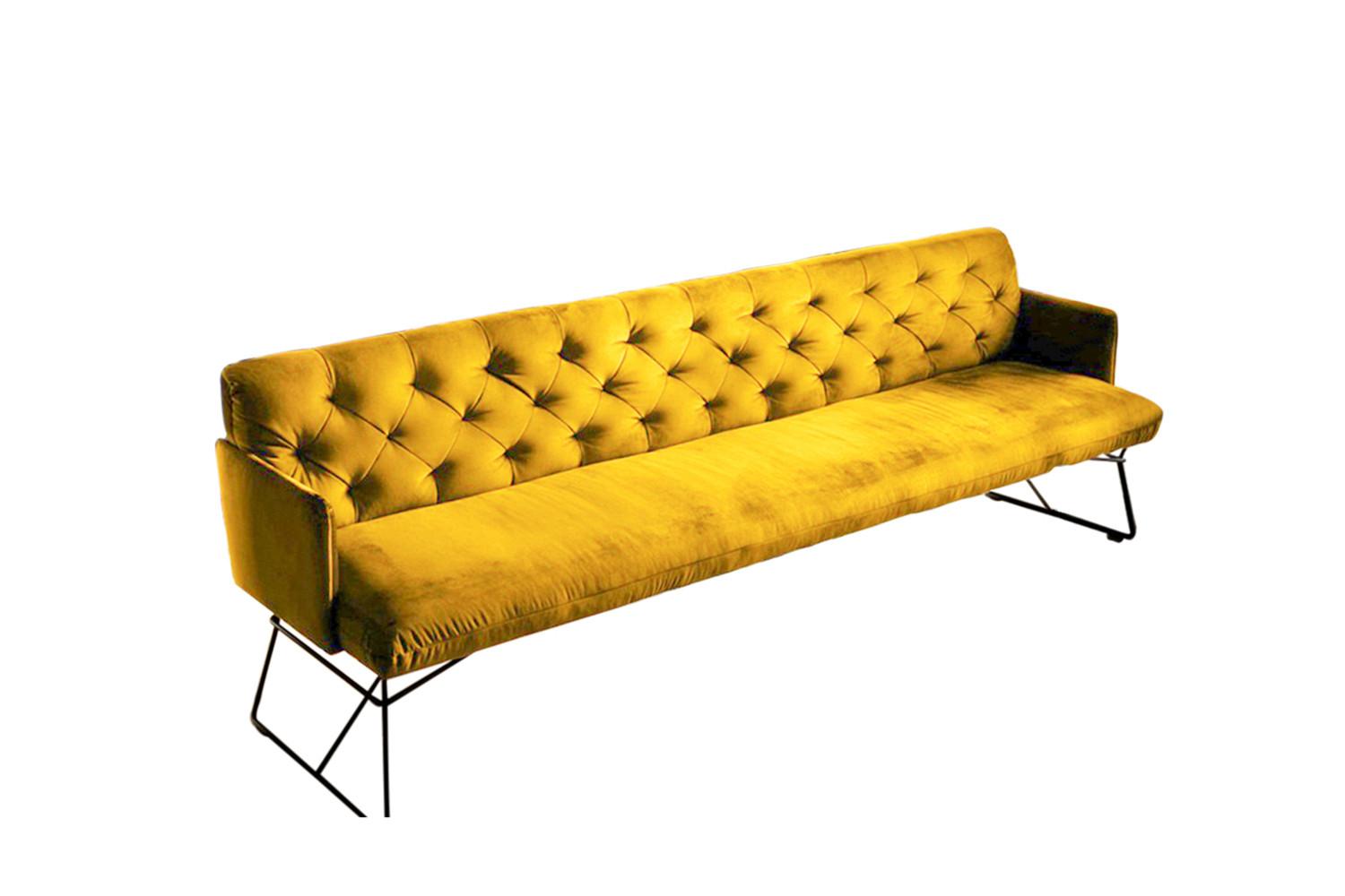 ESSZIMMERBANK CHARME Gelb Velvet - Currygelb/Gelb, Textil (166/85/68cm) - KAWOLA