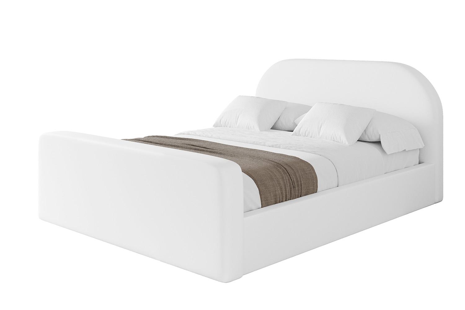 POLSTERBETT mit Bettkasten, Fußteil und Lattenrost, Boxbett ohne Matratze - TIVON-Z 180x200 Weiß Kunstleder - Weiß Hochglanz, Holzwerkstoff/Textil (180/200cm) - ALTDECOR