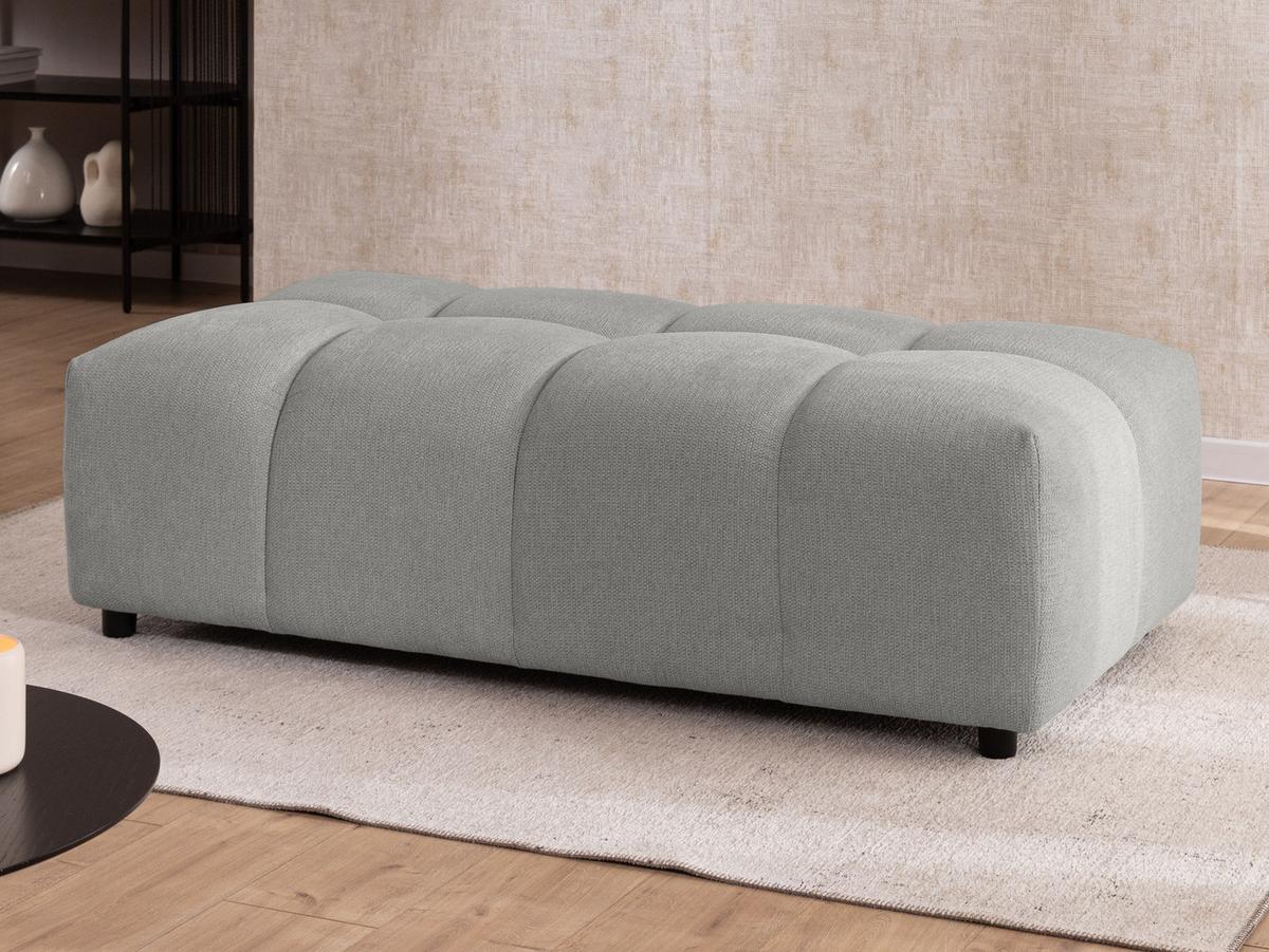 HOCKER Bubble mit Sitzfläche in Bubble-Optik aus weichem Hellgrau Strukturstoff mit schöner Sitzkomfort - Hellgrau/Schwarz, Holz/Kunststoff (147/42/74cm) - S-Style Möbel