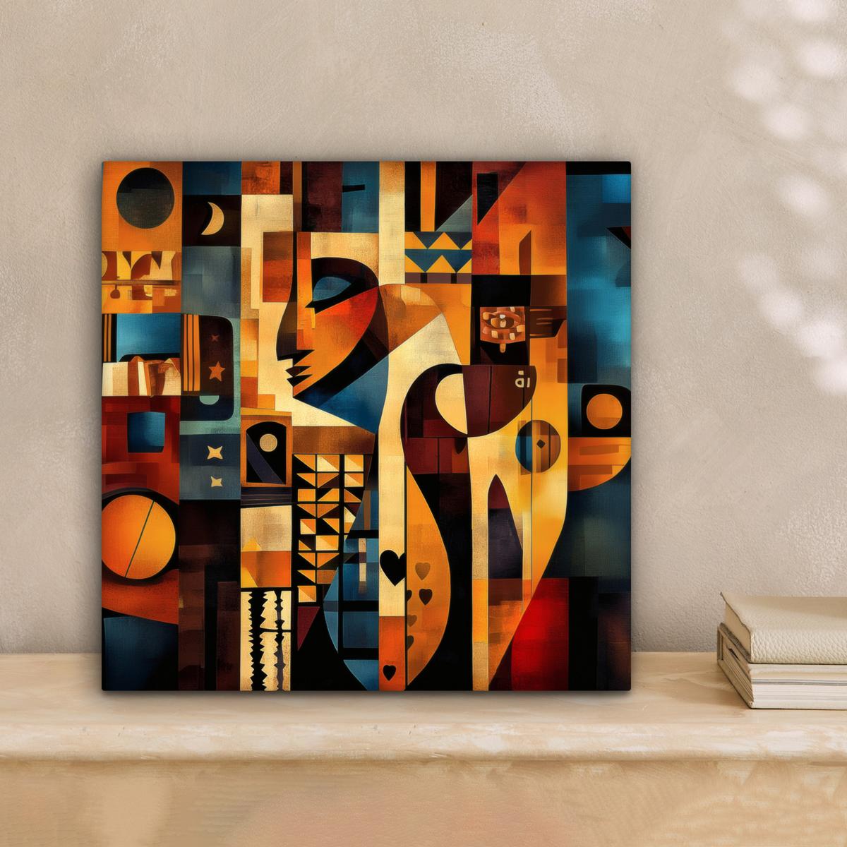 LEINWANDBILD Figuren - Abstrakt - Symbole Deko Wohnzimmer 20x20 cm - Terracotta, Textil (20/20cm) - MuchoWow