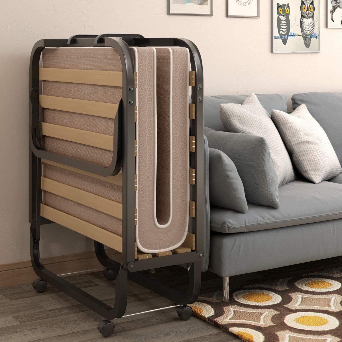 GASTEBETT Beige - Beige, Metall - COSTWAY