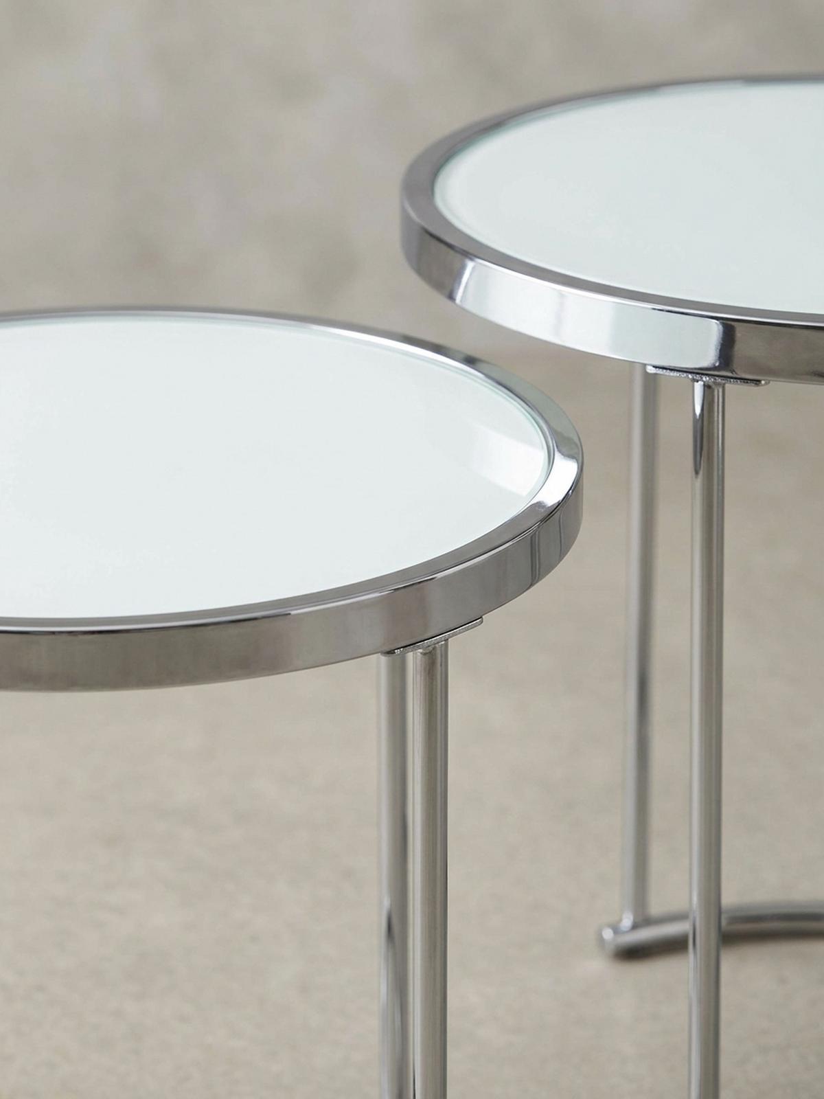 COUCHTISCH Set – Rund Glas 2-teilig mit Stauraum platzsparend - Silberfarben, Glas/Metall (50/50/50cm) - KADIMA DESIGN