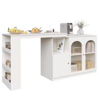BARSCHRANK 360° drehbar & weiß mit glastüren & flexiblem bartisch - Weiß, Holzwerkstoff (40/120/97cm) - Urban Meuble