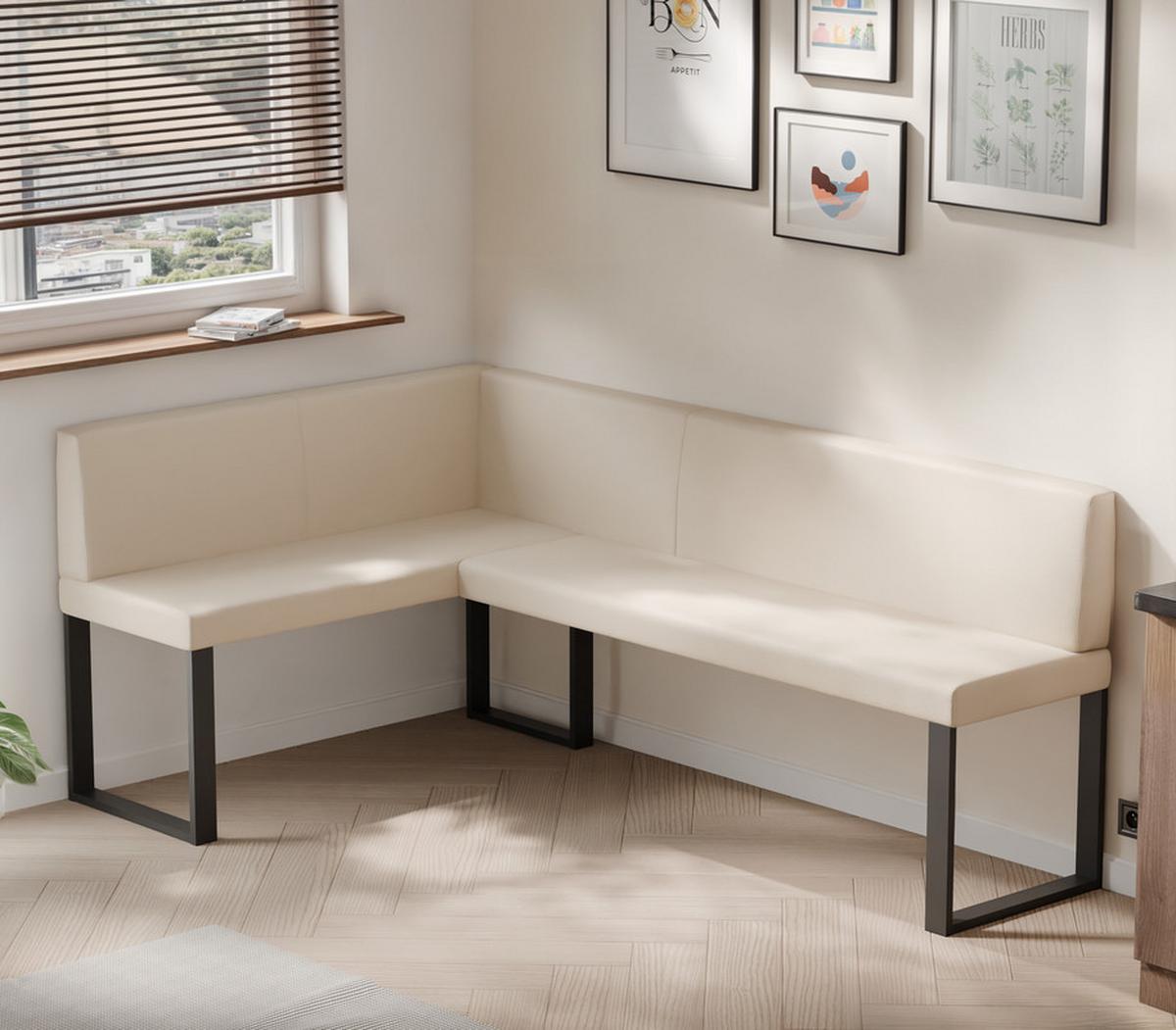 ECKBANK links SANA U Kunstleder glatt, 128/168 cm Beige - Beige, Kunststoff/Textil (128/168cm) - Idohome