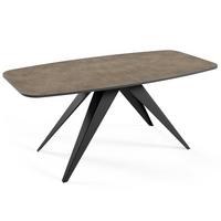 ESSTISCH Ferini, Ovaler Tisch mit Ausziehfunktion, 180-220x90 cm, Schwarz+Dunkelgrau Chicago Concrete - Schwarz/Grau, Metall (180/90/76cm) - Beautysofa