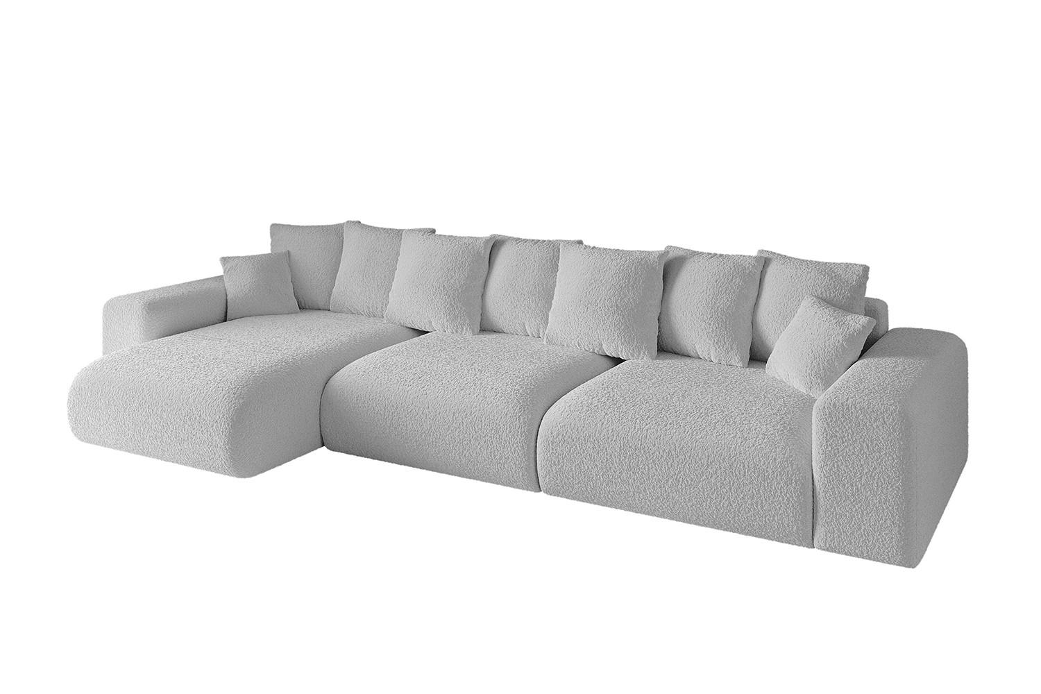 ECKSOFA Ottomane links ESKAR-L2 364x176x72 Hellgrau Bouclé - Hellgrau/Schwarz, Holzwerkstoff/Kunststoff (364/176cm) - ALTDECOR