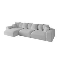 ECKSOFA Ottomane links ESKAR-L2 364x176x72 Hellgrau Bouclé - Hellgrau/Schwarz, Holzwerkstoff/Kunststoff (364/176cm) - ALTDECOR