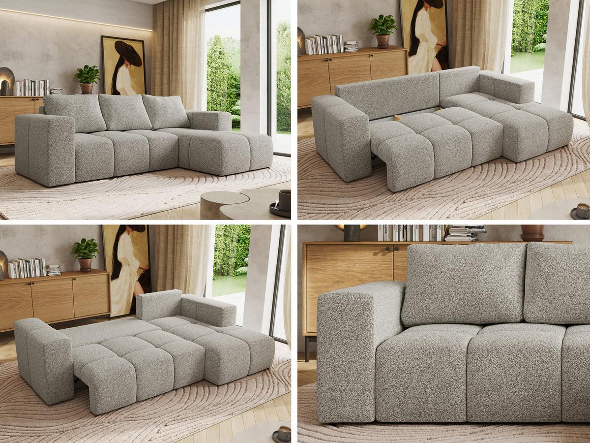 ECKSOFA MONIVA Hellgrau Strukture - Rechts - Hellgrau/Schwarz, Kunststoff/Textil (266/164cm) - MKS