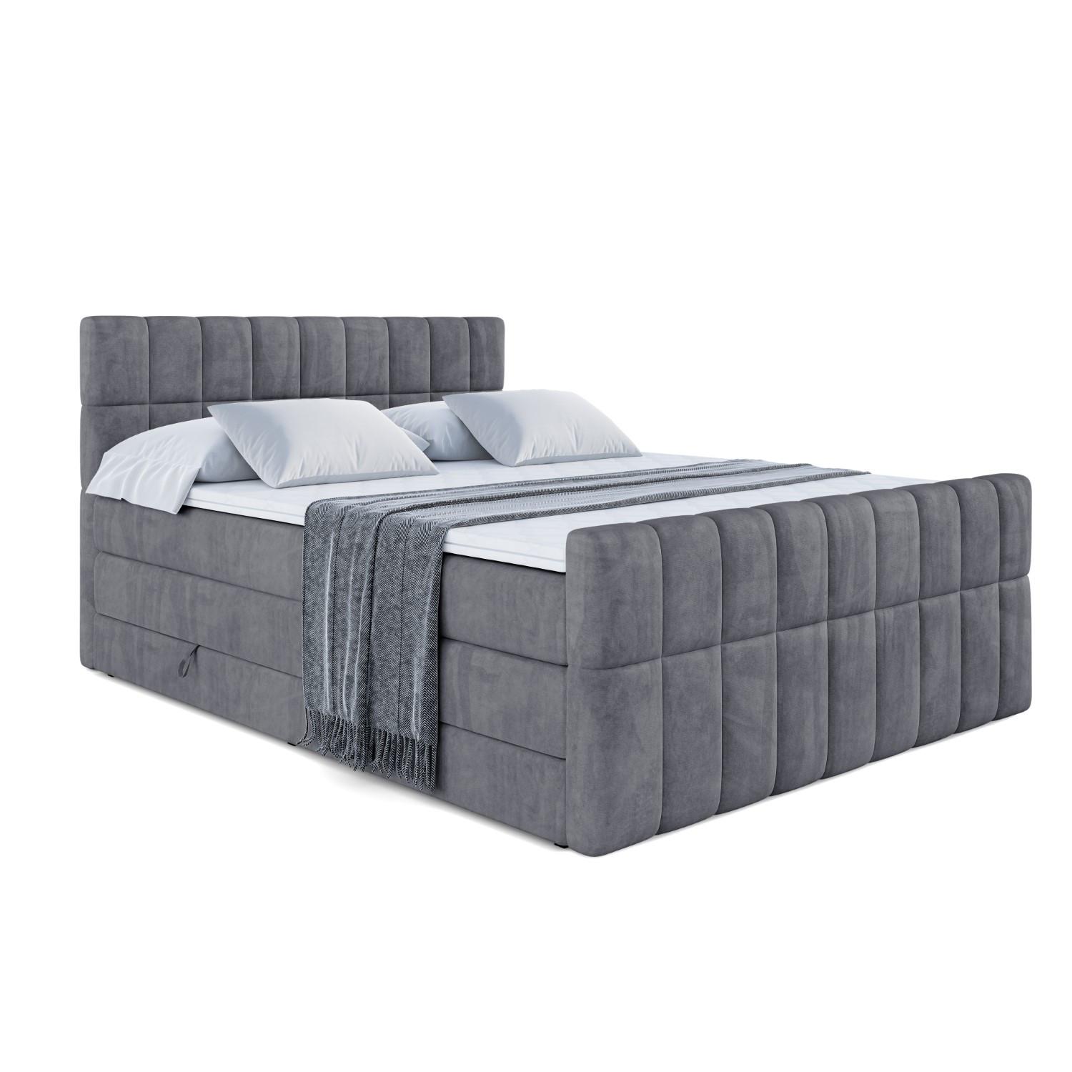 BOXSPRINGBETT MIAMI-Z KING - 140x200 - H3/H4 - Dunkelgrau - Dunkelgrau, Holzwerkstoff (140/200cm) - ALTDECOR