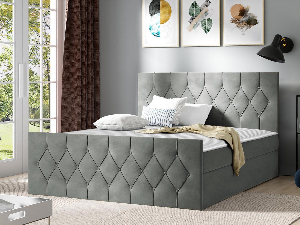 BOXBETT Sky Lux - H3 - Grau, Holz (160/200cm) - MIRJAN24