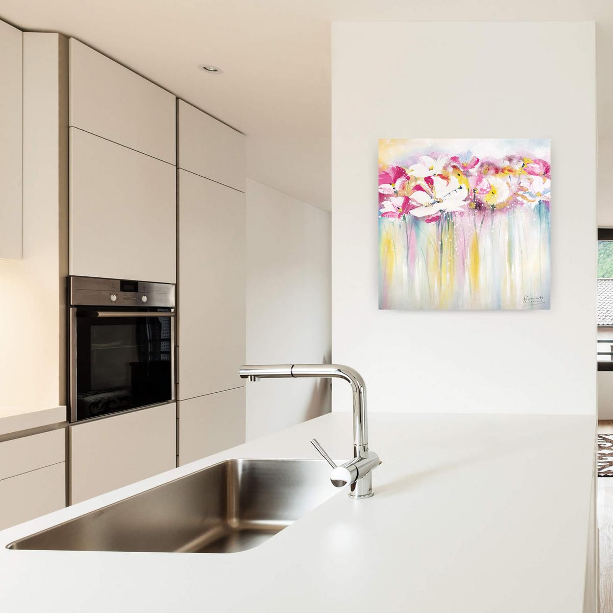 ÖLGEMÄLDE 80/80 cm - Pink/Weiß, Holz/Textil (80/80cm) - KUNSTLOFT