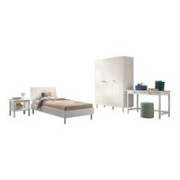 JUGENDZIMMER SET 90x200 Keeley Buche Weiß Holz Schrank Tisch - Weiß, Holz (55/190/146cm) - 58aufmkessel