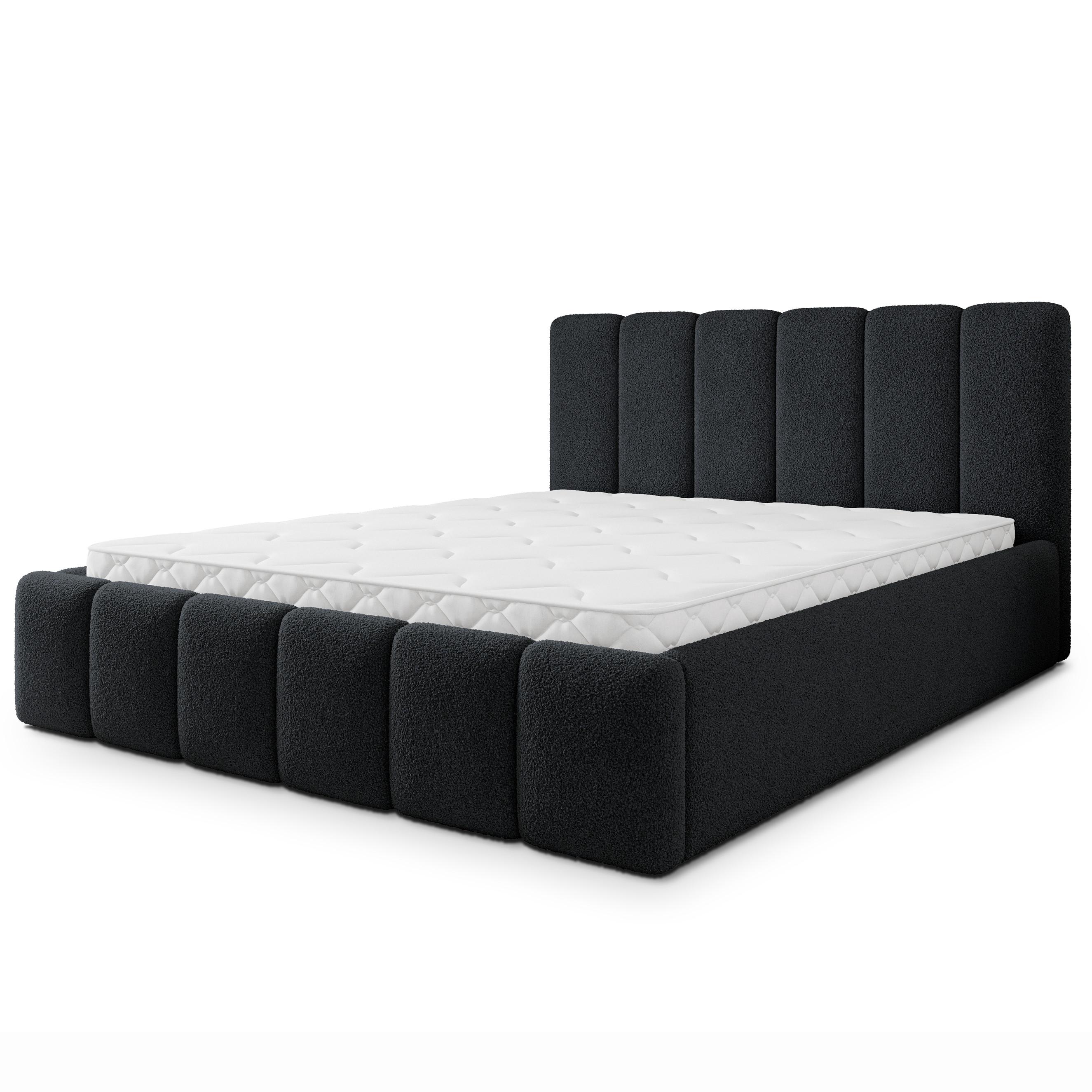 POLSTERBETT ATTORA Q 160x200 cm mit Bettkästen - Schwarz - Schwarz, Holz (160/200cm) - MASSENO