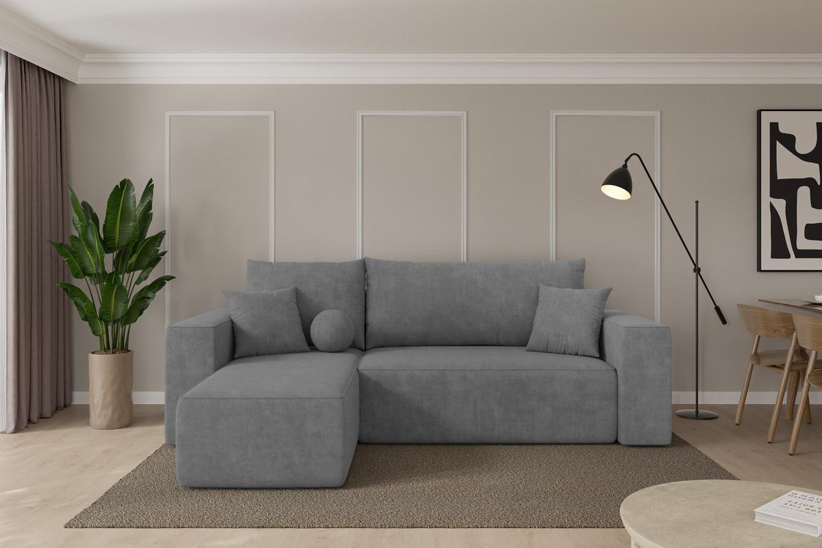 ECKSOFA mit Schlaffunktion Ottomane Links SENO-L 249x139x85 Grau Velours - Taupe/Schwarz, Holzwerkstoff/Kunststoff (249/139cm) - ALTDECOR