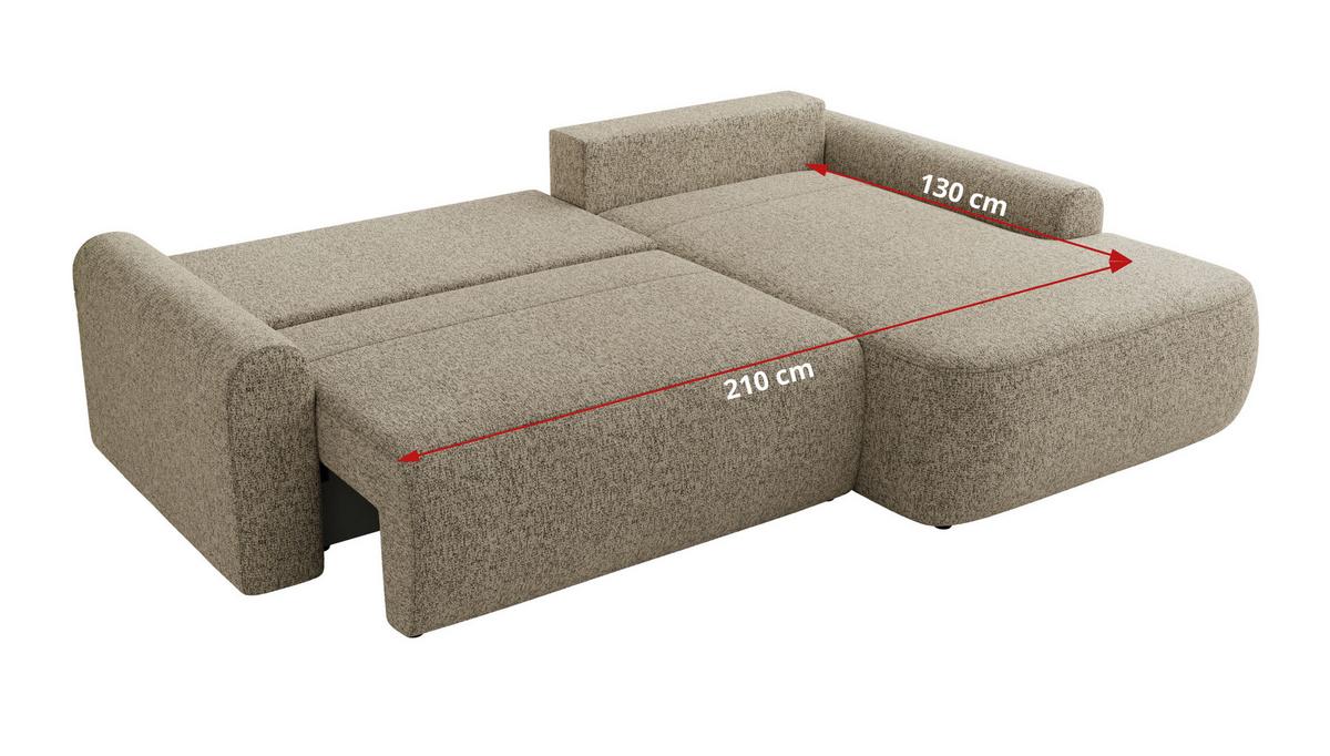 ECKSCHLAFSOFA CUBO L Dunkelbeige Struktur - rechts - Sandfarben/Beige, Kunststoff/Textil (187/273cm) - MKS