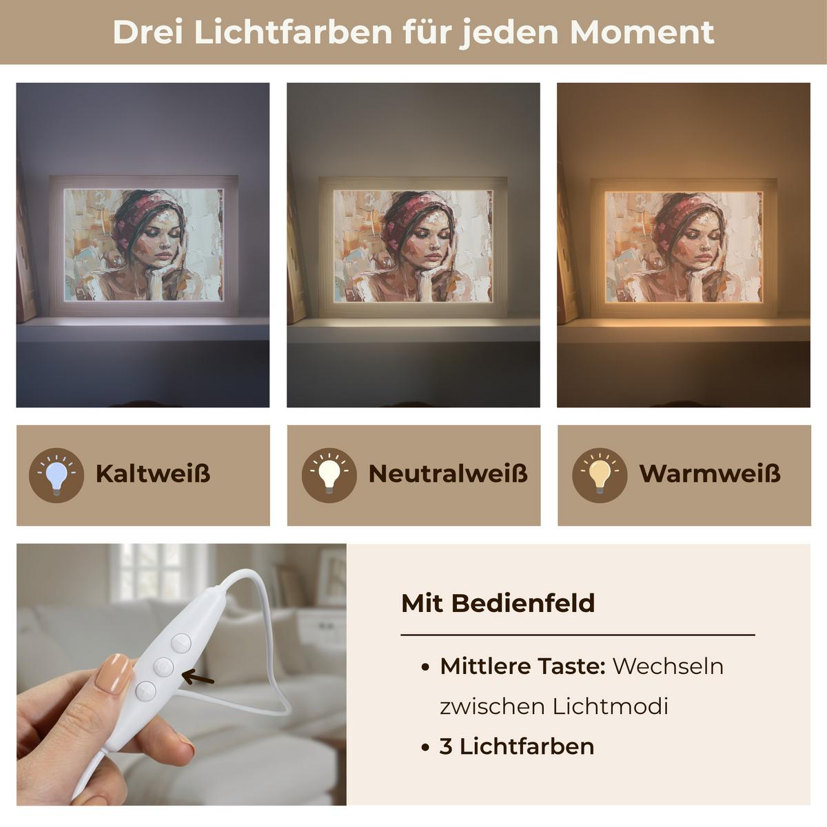 TISCHLEUCHTE Frau - Lackierung - Porträt - Modern 20x15 cm - Bronzefarben, Holzwerkstoff (8/20/15cm) - OnlyWow