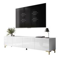 TV-LOWBOARD COLGANTE 200 cm auf Gold Kunststoffbeinen - Weiß Hochglanz/Goldfarben, Holzwerkstoff/Kunststoff (200/45/40cm) - Lookway
