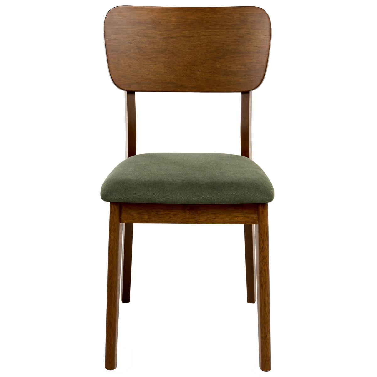 ESSZIMMERSTUHL 2er-Set Dunkelbraun Minier - Dunkelbraun/Grün, Holz (46/85/51cm) - Beliani